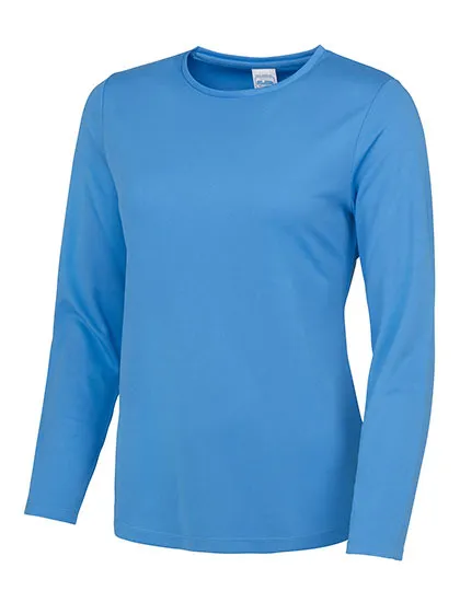 Dames Sportshirt Lange Mouw AWDis JC012 in Dames Sportshirt Lange Mouw AWDis JC012 - Sapphire Blue