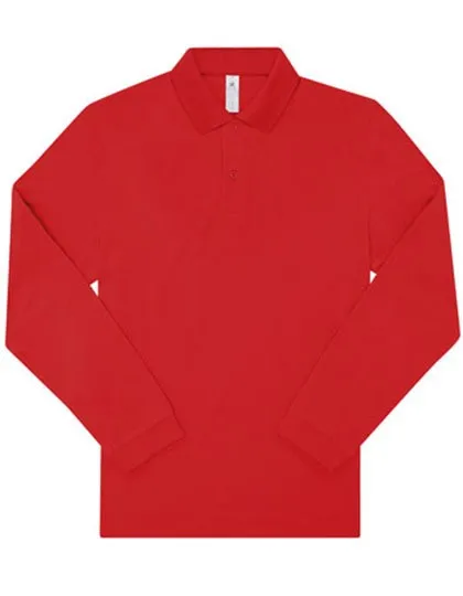Heren polo B&C My Polo 210 Long Sleeve PU427 in Heren polo B&C My Polo 210 Long Sleeve PU427 rood
