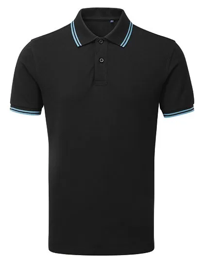 Heren Polo Asquith & Fox Classic Fit Tipped AQ011 in Heren Polo Asquith & Fox Classic Fit Tipped Zwart-Turquoise