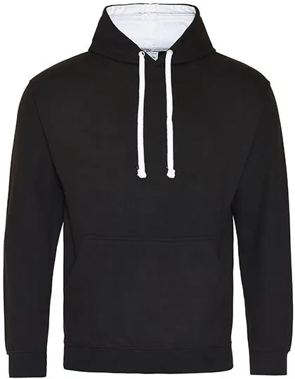 Heren Hoodie AWDis varsity JH003 in Heren Hoodie AWDis varsity JH003 - Jet Black-Arctic White