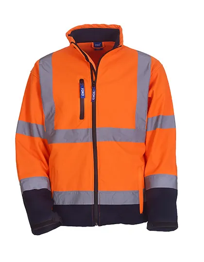 Softshell Jas High Visibility Yoko HVK09 in Softshell Jas High Visibility Yoko HVK09 High-Vis Oranje-Navy