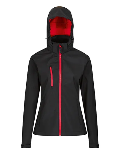 Dames Softshell Jas Regatta Venturer TRA702 in Zwart-Rood