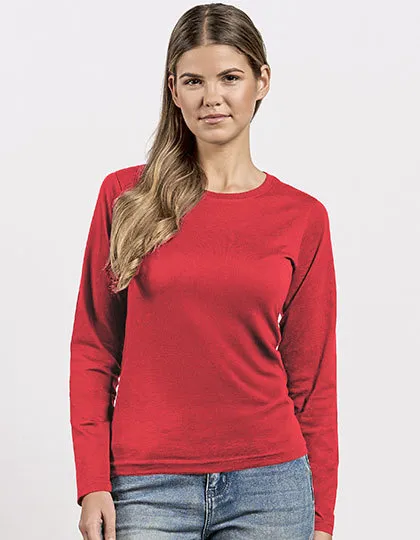 Dames T-shirt LS Promodoro Premium-T 4098 in Dames T-shirt LS Promodoro Premium-T 4098 - Fire Red