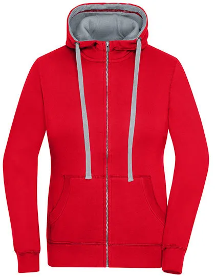 Dames Hooded Sweaters Lifestyle Daiber JN962 in Dames Hooded Sweaters Lifestyle Daiber JN962 - red-Grey heahter