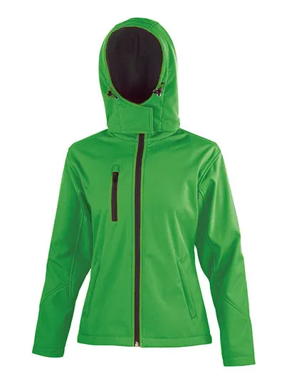 Dames Softshell Jas Hoodie Result R230F in Dames Softshell Jas Hoodie Result R230F Vivid Green-black