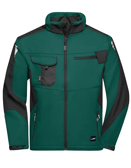 Heren Werk Softshell Jas Daiber JN844 in Heren Werk Softshell Jas Daiber JN844 Donker Groen-Zwart