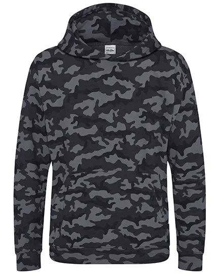 Kinder Camouflage Hoodie AWDis JH014J in Kinder Camouflage Hoodie AWDis JH014J Zwart Camo