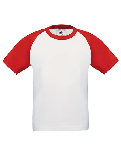 Kinder T-shirts B&C Baseball TK350 in Kinder T-shirts B&C Baseball TK350 - White/Red