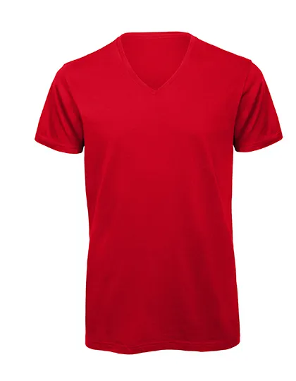 Heren T-Shirt B&C V hals Biologisch Inspire TM044 in Heren T-Shirt B&C V hals Biologisch Inspire TM044 - Red