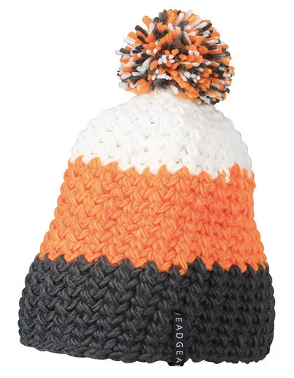 Muts Crocheted with Pompon MB7940 in Muts Crocheted with Pompon MB7940 carbon-orange-white