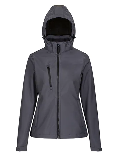 Dames Softshell Jas Regatta Venturer TRA702 in Seal Grey-zwart