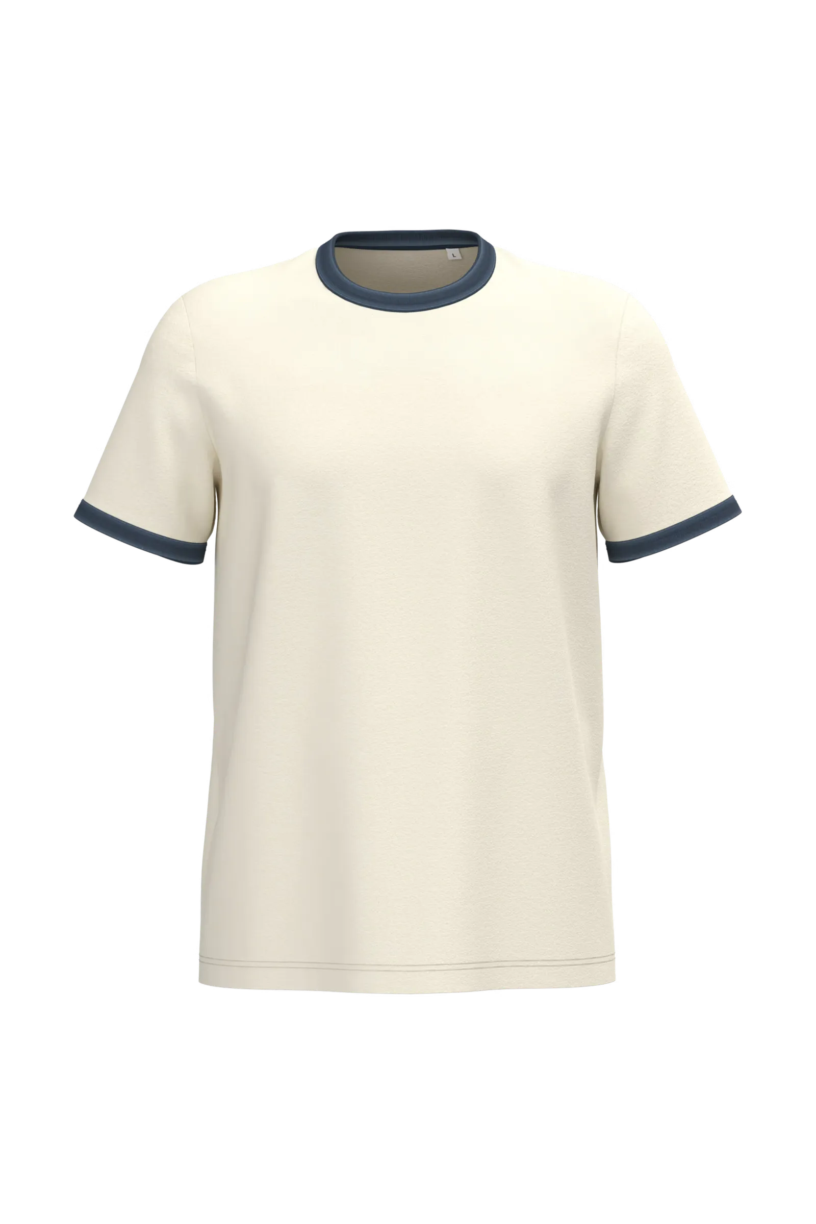 Heren Ringer T-shirt Native Spirit Ecologisch NS360 in Heren Ringer T-shirt Native Spirit Ecologisch NS360 IVORY-WASHED NAVY BLUE