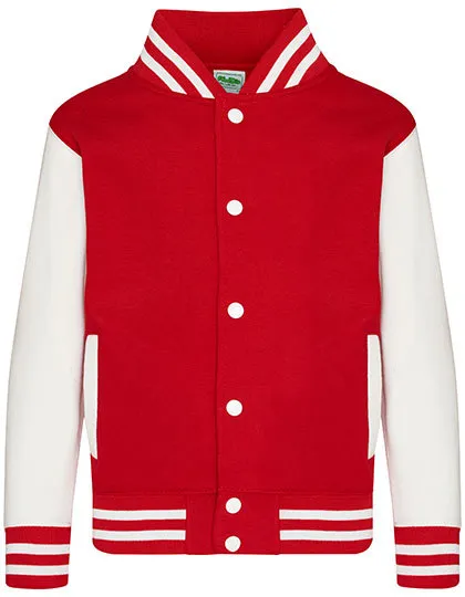 Kinder Baseball Jacket Varsity AWDis JH043J in Sweatjacket Baseball AWDis JH43J fire red-white