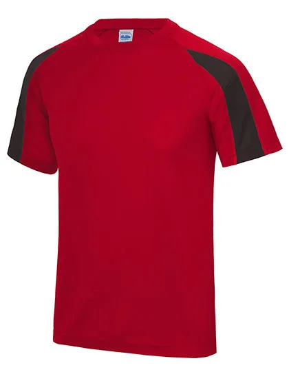 Kinder Sportshirt Contrast AWDis JC003J in Kinder Sportshirt Contrast AWDis JC003J - Fire Red/Jet Black