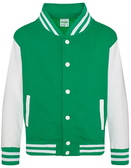 Kinder Baseball Jacket Varsity AWDis JH043J in Sweatjacket Baseball AWDis JH43J kelly green-artic white