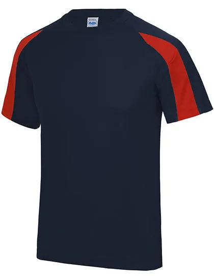 Kinder Sportshirt Contrast AWDis JC003J in Kinder Sportshirt Contrast AWDis JC003J - French Navy/Fire Red