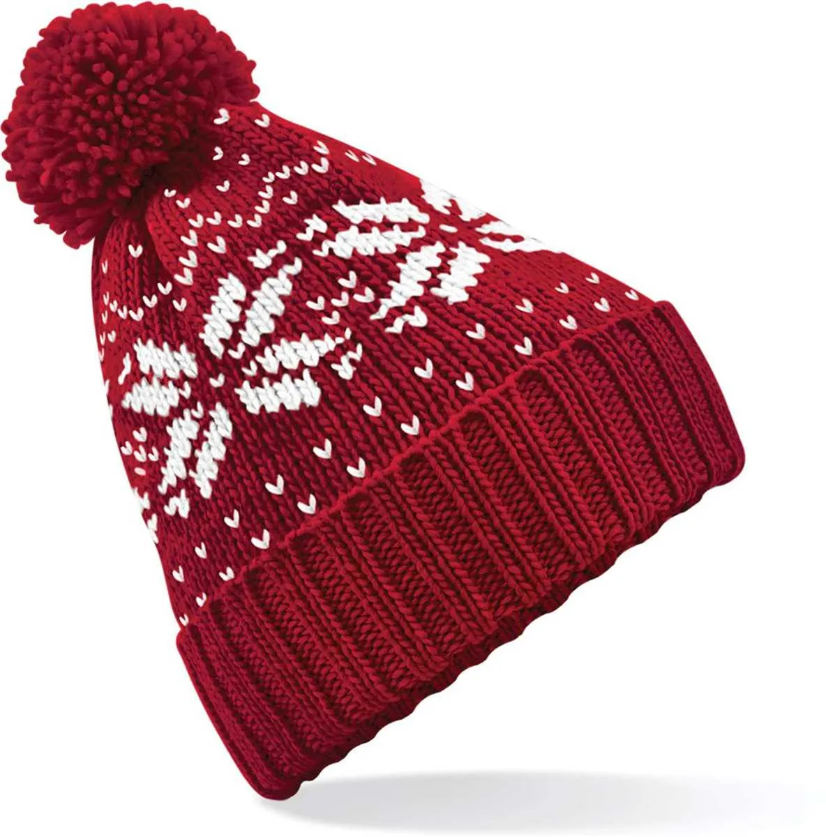 Beanie Muts Beechfield Fair Isle Snowstar B456 in Beanie Muts Beechfield Fair Isle Snowstar B456 CLASSIC RED-WHITE