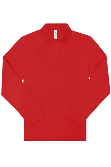 Heren Polo B&C My Polo 180 Long Sleeve in Heren Polo B&C My Polo 180 Long Sleeve Rood