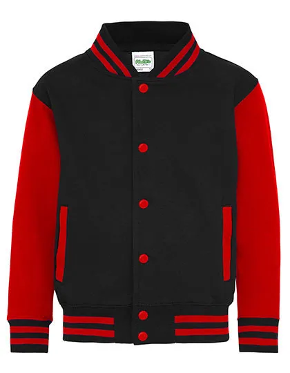 Kinder Baseball Jacket Varsity AWDis JH043J in Sweatjacket Baseball AWDis JH43J jet black-fire red