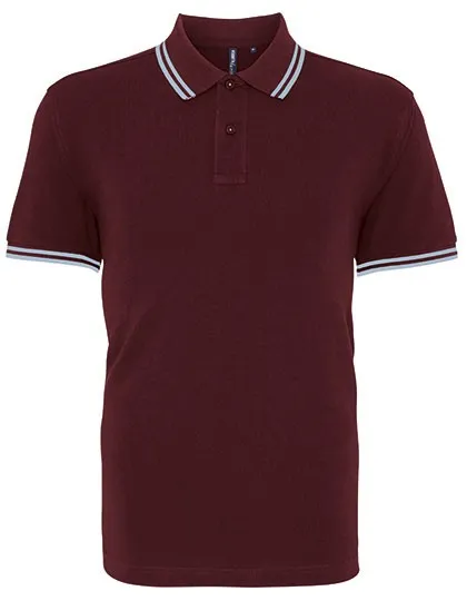 Heren Polo Asquith & Fox Classic Fit Tipped AQ011 in Heren Polo Asquith & Fox Classic Fit Tipped Burgundy-Sky Blue