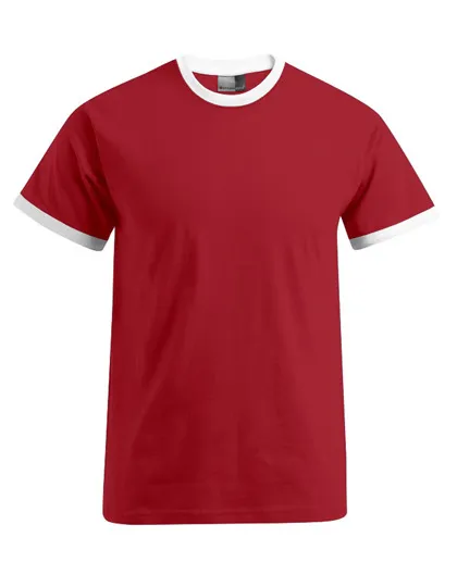Ringer T-shirt Promodoro 3070 in Ringer T-shirt Promodoro 3070 Fire Red-Wit
