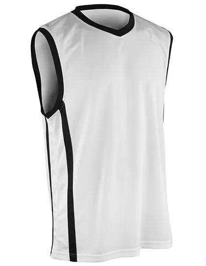 Heren Basketball Sportshirt Spiro S278M in Heren Basketball Sportshirt Spiro S278M Wit-Zwart