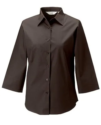 Dames blouse Russell R-946F-0 3/4 mouw in Dames blouse 3-4 mouw Russell 946F chocolate