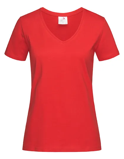Dames T-shirt V Hals Stedman Classic-T ST2700 in Dames T-shirt V Hals Stedman Classic-T ST2700 - Scarlet Red