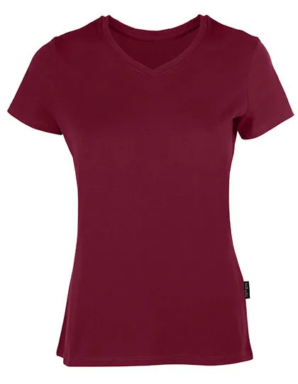 Dames T-shirt V HRM Luxury V-Neck Tees 202 in Dames T-shirt V HRM Luxury V-Neck Tees 202 - Bordeaux