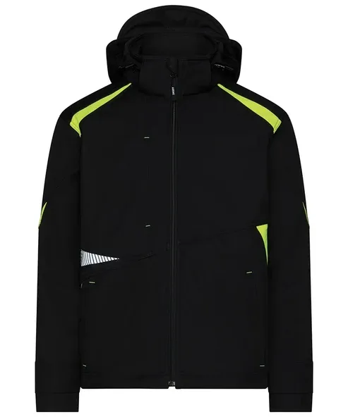 DASSY Softshell Jas Kalama in DASSY Softshell Jas Kalama Zwart-Fluo Geel