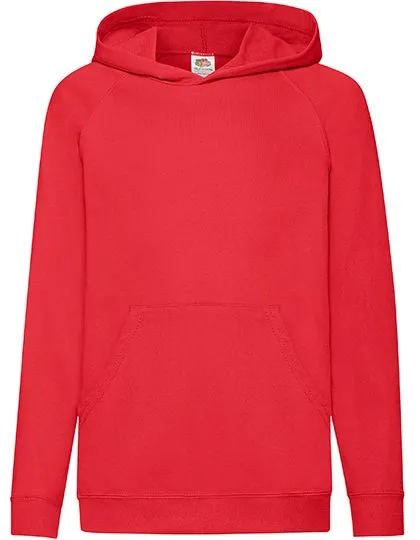 Kinder Hooded Sweater Fruit of the Loom Lightweight 62-009-0 in Kids Lightweight Hooded Sweat Red