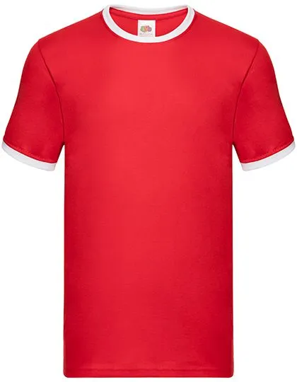 Ringer heren T-shirts Fruit of the Loom 61-168-0 in T-shirt Ringer Tee Fruit of the Loom 61-168-0 - Red/White