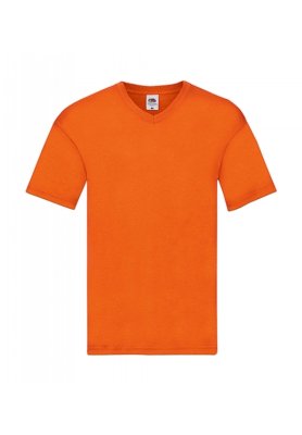 Goedkope Oranje Heren V hals T-shirt Fruit of the Loom