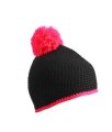Muts with Contrast Stripe and Pompon MB7964 black/pink