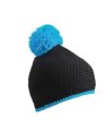 Muts with Contrast Stripe and Pompon MB7964 black/turquoise