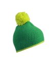 Muts with Contrast Stripe and Pompon MB7964 green/acid-yellow