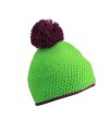 Muts with Contrast Stripe and Pompon MB7964 lime-green/dark-purple