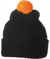 Muts Knitted with Pompon MB7540 black/orange