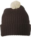 Muts Knitted with Pompon MB7540 dark-brown/khaki