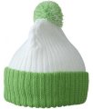 Muts Knitted with Pompon MB7540 white/lime-green