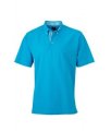 Poloshirts Plain JN964 turquoise-wit