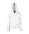 Dames Hooded Sweater full Zip Fruit of the loom wit