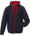 Hooded sweater binnenzijde fleece JN355 navy-rood
