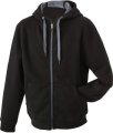 Hooded sweater binnenzijde fleece JN355 zwart-carbon