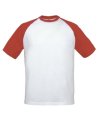 Baseball T-shirt B&C TU020 wit-Rood